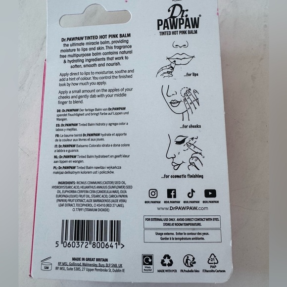 Dr Paw Paw tinted balm - 2 pack- pink & coral for cheeks and lips! 98% natural - Picture 3 of 8